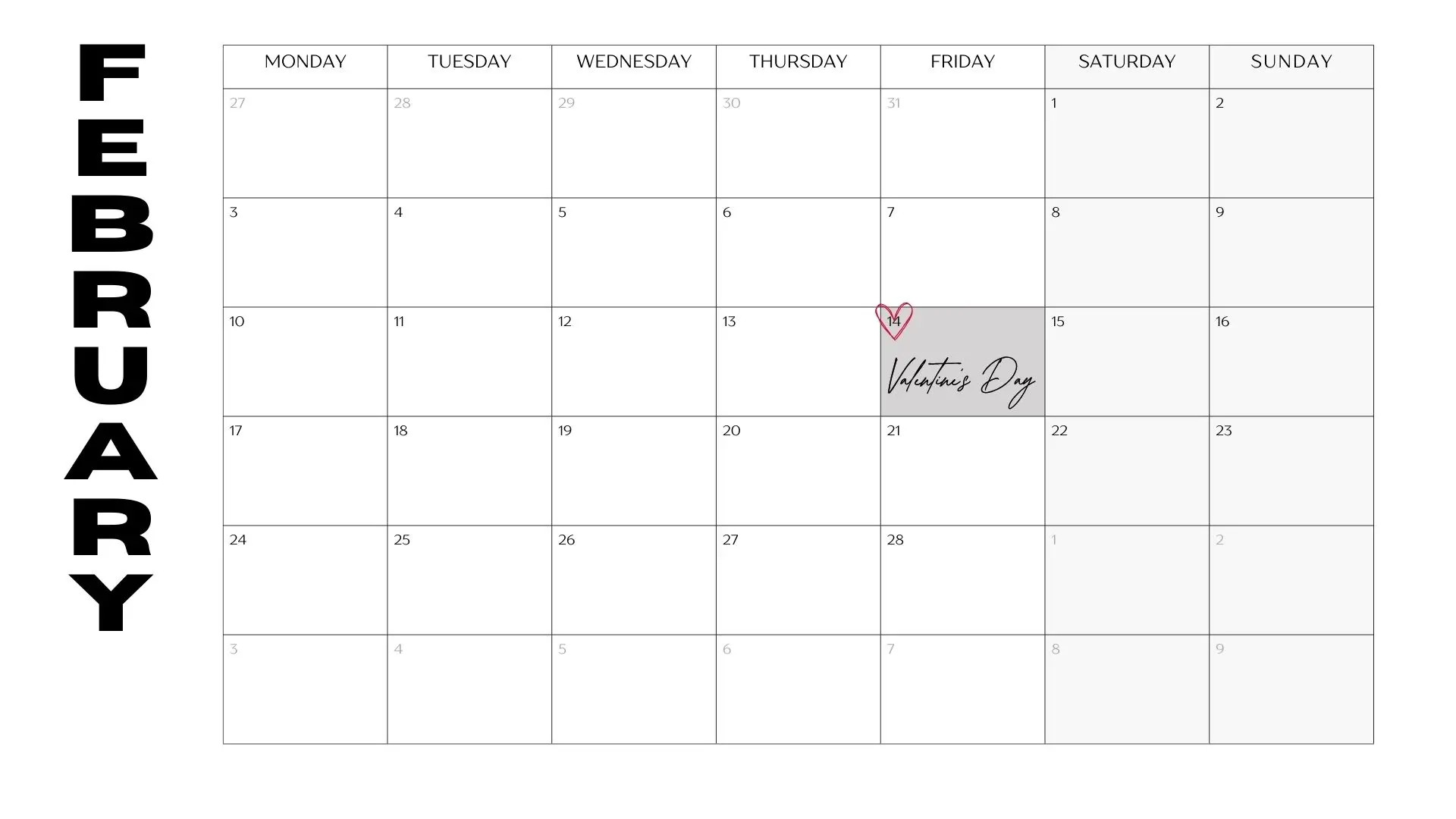 February 2025 Calendar Preview